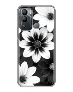 Чехол для Infinix Hot 12 Play с картинкой «Монохромные астры»