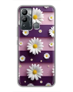 Чехол для Infinix Hot 12 Play с картинкой «Ромашки на фиолетовом»