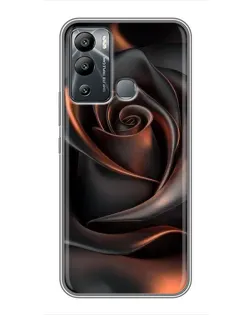 Чехол для Infinix Hot 12 Play с картинкой «Шелковая черная роза»
