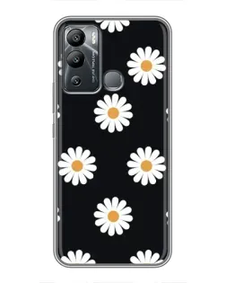 Чехол для Infinix Hot 12 Play с картинкой «Ромашки на черном»