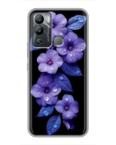 Чехол для Infinix Hot 12 Play с картинкой «Фиолетовые цветы с росою»