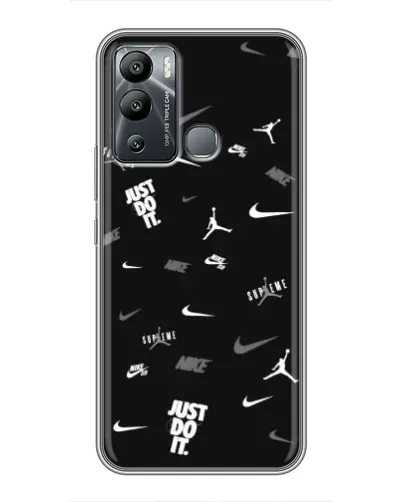 Чехол для Infinix Hot 12i с картинкой «Nike Black Pattern» Чехол для Infinix Hot 12i с картинкой «Nike Black Pattern»