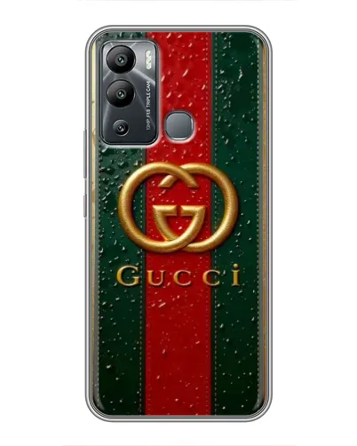 Чехол для Infinix Hot 12i с картинкой «Gucci — фирменная полоса и золото» Чехол для Infinix Hot 12i с картинкой «Gucci — фирменная полоса и золото»