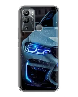 Чехол для Infinix Hot 12i с картинкой «Взгляд BMW с синими фарами»