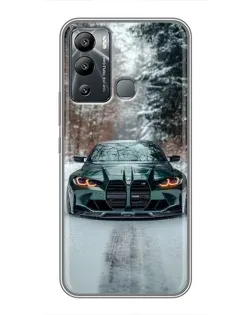 Чехол для Infinix Hot 12i с картинкой «BMW в зимнем лесу»