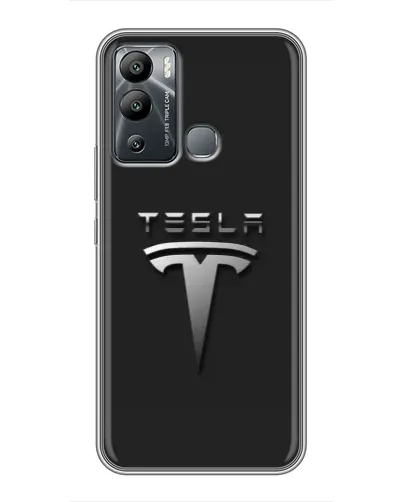 Чехол для Infinix Hot 12i с картинкой «Стальной логотип Tesla»