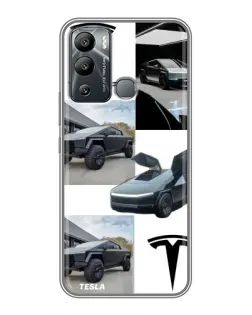 Чехол для Infinix Hot 12i с картинкой «Коллаж Cybertruck Tesla»