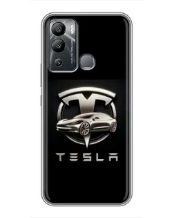 Чехол для Infinix Hot 12i с картинкой «Tesla — серебристое авто»