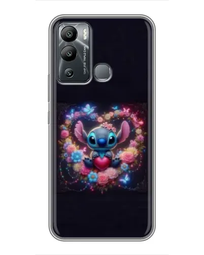 Чехол для Infinix Hot 12i с картинкой «Stitch в цветах»