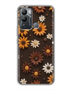 Чехол для Infinix Hot 12i с картинкой «Узор из маленьких подсолнухов»