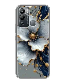Чехол для Infinix Hot 12i с картинкой «Белый цветок и золотой флюид»