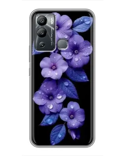 Чехол для Infinix Hot 12i с картинкой «Фиолетовые цветы с росою»