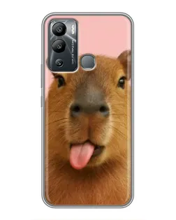 Чехол для Infinix Hot 12i с картинкой «Капибара с языком»