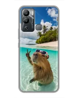 Чехол для Infinix Hot 12i с картинкой «Капибара на море»