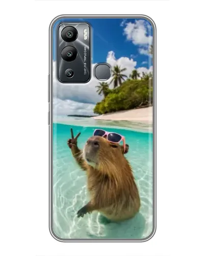Чехол для Infinix Hot 12i с картинкой «Капибара на море»