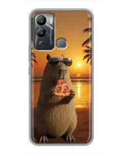 Чехол для Infinix Hot 12i с картинкой «Капибара с пиццей»