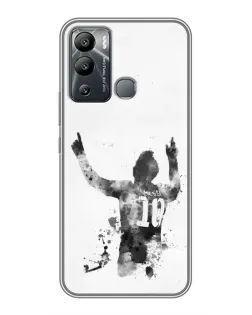 Чехол для Infinix Hot 12i с картинкой «Черно-белый силуэт Месси»