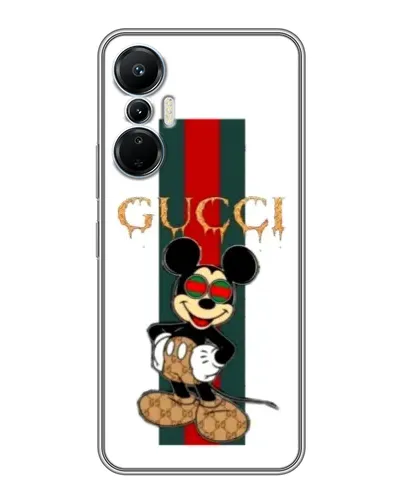 Чехол для Infinix Hot 20 (4G) с картинкой «Микки Маус Gucci — полосы»