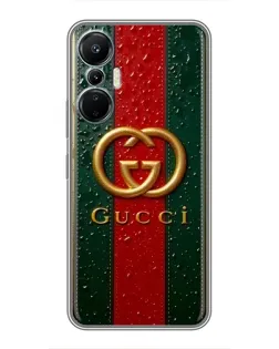 Чехол для Infinix Hot 20 (4G) с картинкой «Gucci — фирменная полоса и золото» Чехол для Infinix Hot 20 (4G) с картинкой «Gucci — фирменная полоса и золото»