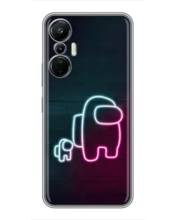 Чехол для Infinix Hot 20 (4G) с картинкой «Among Us неон-арт»