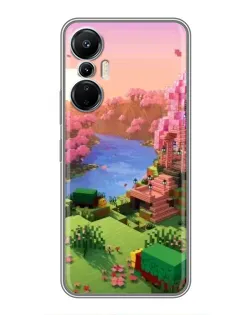 Чехол для Infinix Hot 20 (4G) с картинкой «Розовое дерево Minecraft»