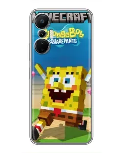 Чехол для Infinix Hot 20 (4G) с картинкой «Губка Боб Minecraft»