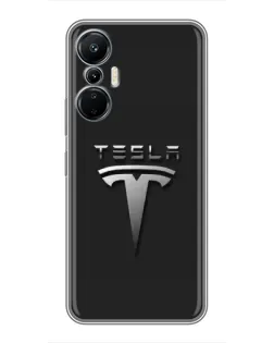 Чехол для Infinix Hot 20 (4G) с картинкой «Стальной логотип Tesla»