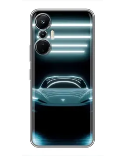 Чехол для Infinix Hot 20 (4G) с картинкой «Tesla в неоне»