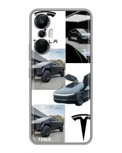 Чехол для Infinix Hot 20 (4G) с картинкой «Коллаж Cybertruck Tesla»