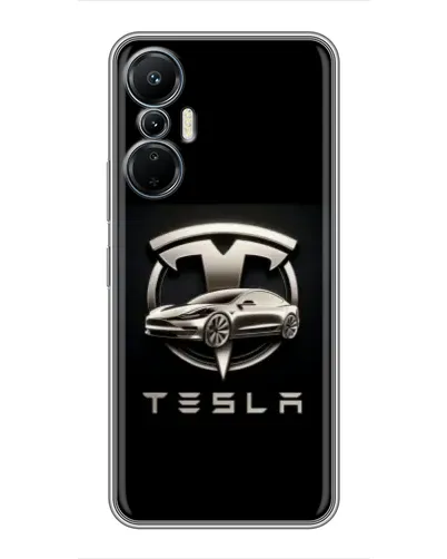 Чехол для Infinix Hot 20 (4G) с картинкой «Tesla — серебристое авто»