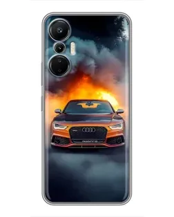 Чехол для Infinix Hot 20 (4G) с картинкой «Audi в огненном дыму»