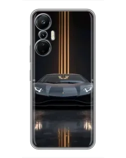 Чехол для Infinix Hot 20 (4G) с картинкой «Lamborghini золотые линии»