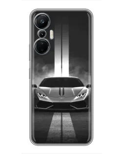 Чехол для Infinix Hot 20 (4G) с картинкой «Lamborghini симметрия дорог»