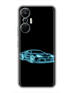 Чехол для Infinix Hot 20 (4G) с картинкой «Неоновый контур Lamborghini»