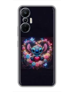 Чехол для Infinix Hot 20 (4G) с картинкой «Stitch в цветах»