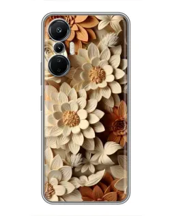 Чехол для Infinix Hot 20 (4G) с картинкой «Бежевый флористический декор»