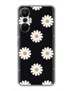 Чехол для Infinix Hot 20 (4G) с картинкой «Ромашки на черном»