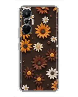 Чехол для Infinix Hot 20 (4G) с картинкой «Узор из маленьких подсолнухов»
