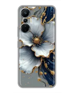 Чехол для Infinix Hot 20 (4G) с картинкой «Белый цветок и золотой флюид»