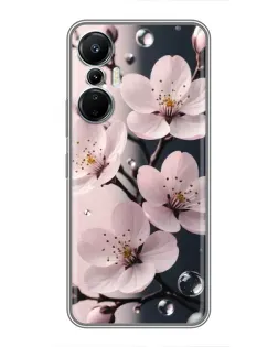 Чехол для Infinix Hot 20 (4G) с картинкой «Нежная сакура и капли»