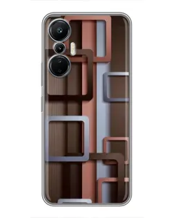 Чехол для Infinix Hot 20 (4G) с картинкой «Коричневые объемные квадраты»