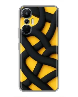 Чехол для Infinix Hot 20 (4G) с картинкой «Черное желтое переплетение»