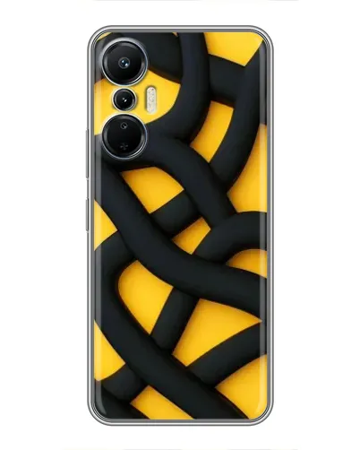 Чехол для Infinix Hot 20 (4G) с картинкой «Черное желтое переплетение»