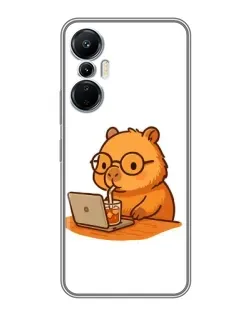 Чехол для Infinix Hot 20 (4G) с картинкой «Капибара с ноутбуком»