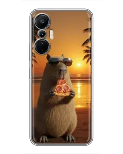 Чехол для Infinix Hot 20 (4G) с картинкой «Капибара с пиццей»
