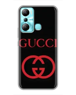 Чехол для Infinix Hot 20i (X665E) с картинкой «Gucci — красный логотип»