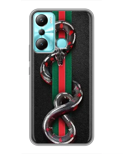 Чехол для Infinix Hot 20i (X665E) с картинкой «Gucci — змея на полосе» Чехол для Infinix Hot 20i (X665E) с картинкой «Gucci — змея на полосе»