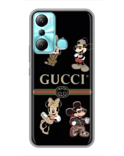 Чехол для Infinix Hot 20i (X665E) с картинкой «Gucci — герои Disney и монограмма»