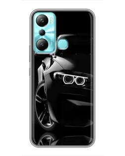 Чехол для Infinix Hot 20i (X665E) с картинкой «Черная BMW — профиль»