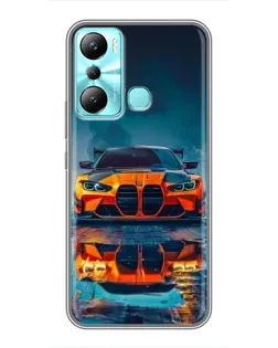 Чехол для Infinix Hot 20i (X665E) с картинкой «BMW — золотая эмблема»